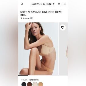 NWT Savage X Fenty Honey Nude Unlined Demi Bra 34D Honey nude